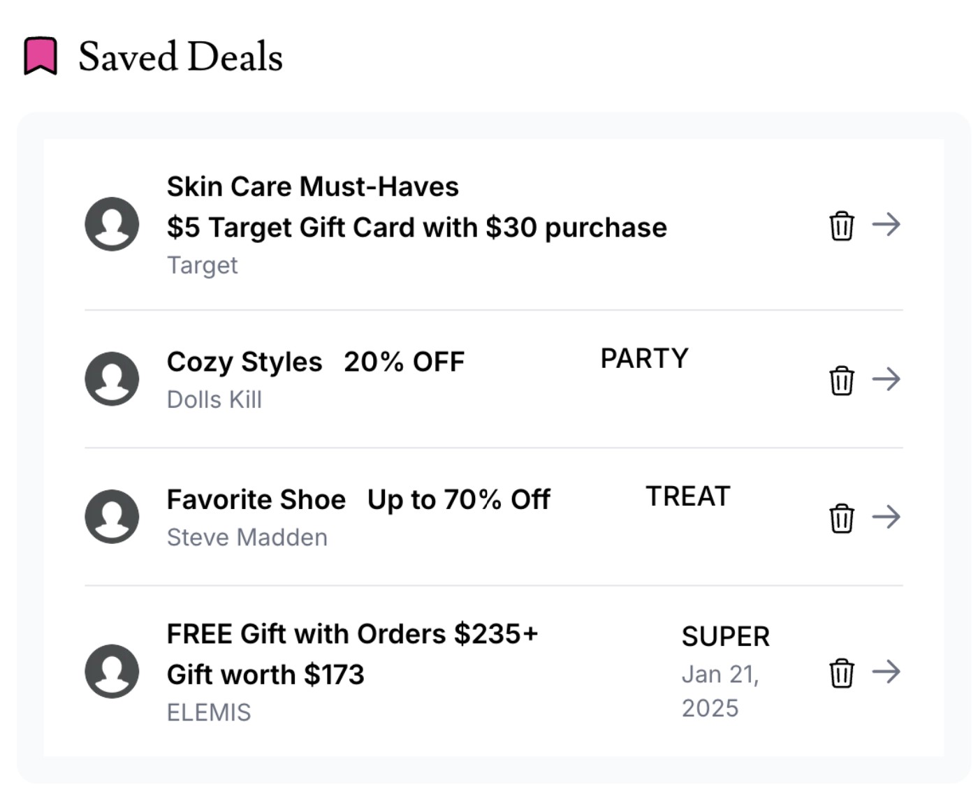 Save Your Favorite Deals